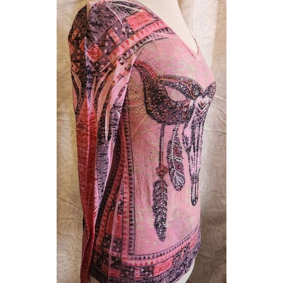 F97 L Rouge Western Bull tee with sparkly colored studs - Picture 4 of 12